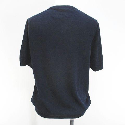 【中古】未使用品 マーロ malo 半袖 ニット セーター 48 紺系 ネイビー イタリア製 リブ 無地 タグ付 レディース_1