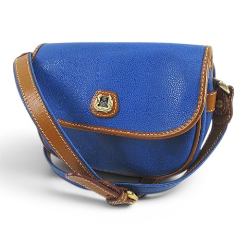 【中古】ランセル LANCEL ポシェット ショルダーバッグ クロスボディ 斜めがけ ブルー レザー イタリア製 レディース