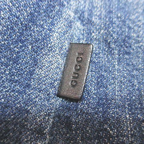 【中古】グッチ GUCCI 長袖 デニムシャツ ダンガリーシャツ ブラウス 40 紺系 ネイビー イタリア製 フリル_4