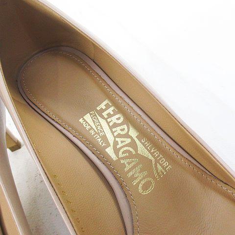 【中古】サルヴァトーレフェラガモ Salvatore Ferragamo vara パンプス ゴールド金具 4.5 D ピンク レザー イタリア製_5