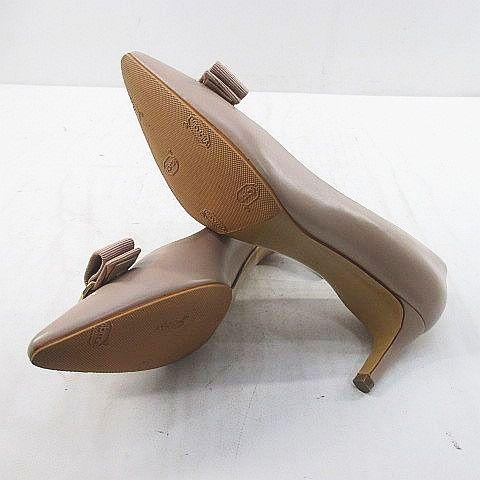 【中古】サルヴァトーレフェラガモ Salvatore Ferragamo vara パンプス ゴールド金具 4.5 D ピンク レザー イタリア製_6
