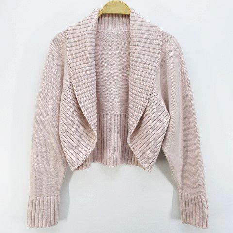 【中古】フォクシー FOXEY 42370-KAJ0054NM カシミヤ 長袖 カーディガン ボレロ ピンク 無地 ショールカラー リブ