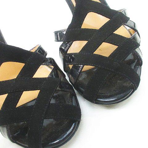 【中古】セルジオロッシ Sergio rossi AR3406.000 サンダル 差し交わす絵図面 36.5 黒いこと 黒系 エナメル スエードクロス