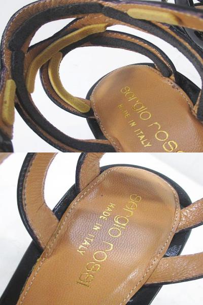 【中古】セルジオロッシ Sergio rossi AR3406.000 サンダル 差し交わす絵図面 36.5 黒いこと 黒系 エナメル スエードクロス