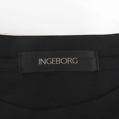 【中古】インゲボルグ INGEBORG 半袖 ワンピース ロング丈 ネイビー 花 モチーフ タック ギャザー 日本製 レディース_2
