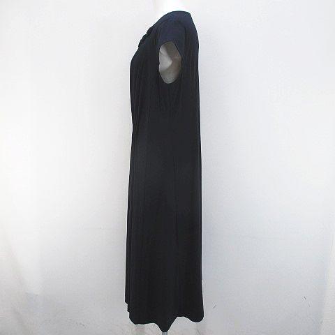【中古】インゲボルグ INGEBORG 半袖 ワンピース ロング丈 ネイビー 花 モチーフ タック ギャザー 日本製 レディース_4