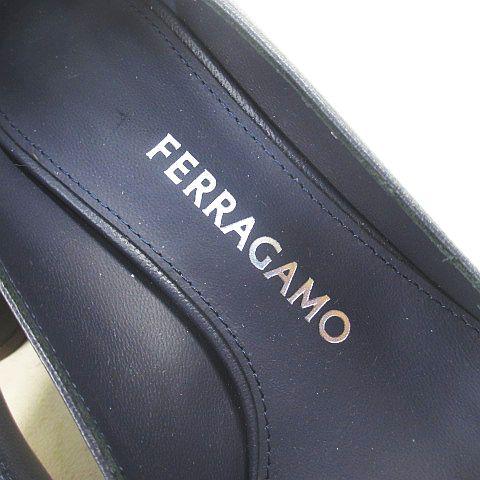 【中古】サルヴァトーレフェラガモ Salvatore Ferragamo LENA ダブル ボウ パンプス チャンキーヒール スクエアトゥ_5