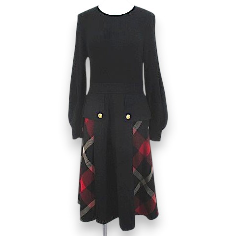 【中古】ブルーレーベルクレストブリッジ BLUE LABEL CRESTBRIDGE EZUMi ニット ワンピース ロング丈 38 黒系