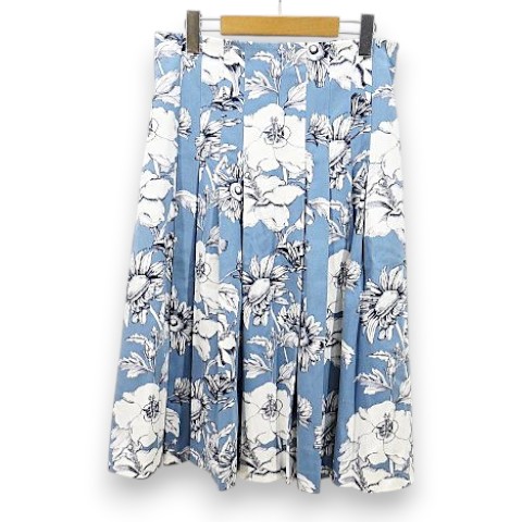 【中古】マックスマーラ MAX MARA 筋目スコート ロング丈 42 青系 青味 花柄  レディース