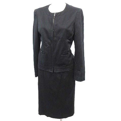 中古 ポールスチュアート Paul Stuart スーツ セットアップ ノーカラー ひざ丈 スカート 8 黒 G レディースの通販はau Pay マーケット ブランド古着のベクトル