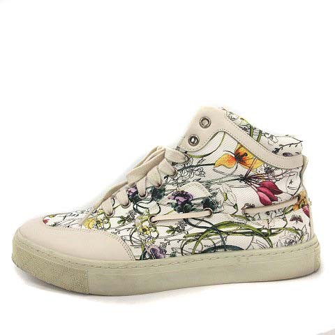 中古 グッチ Gucci スニーカー フラワーフローラ ハイカット 花柄 総柄 キャンバス レザー 8 白 ホワイト メンズの通販はau Pay マーケット ブランド古着のベクトル