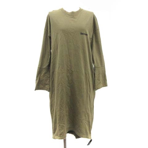 中古 アメリカーナ Americana ワンピース ロング Tシャツ 長袖 ロゴ 刺繍 F カーキ St レディースの通販はau Pay マーケット ブランド古着のベクトル