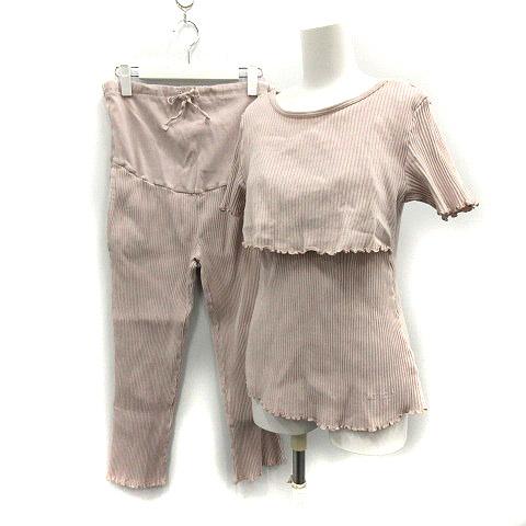 中古 ジェラートピケ ss セットアップ 上下 ルームウェア マタニティリブ授乳tシャツ ロングパンツ F M ピンクの通販はau Pay マーケット ブランド古着のベクトル