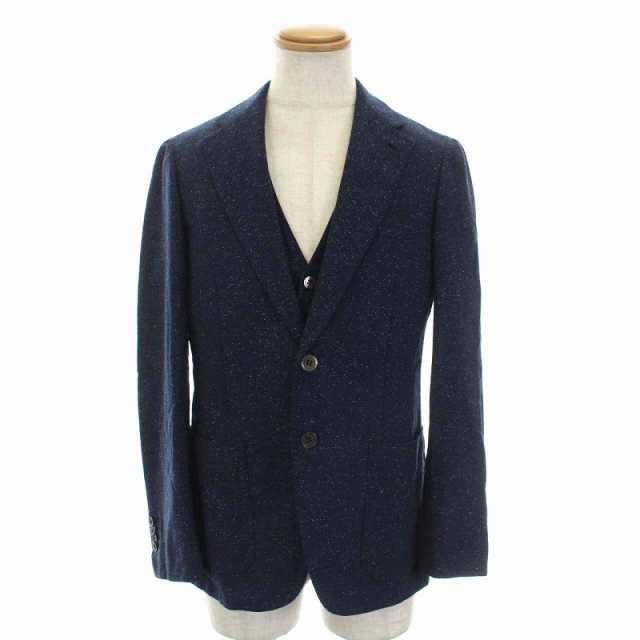【中古】リングヂャケット RING JACKET テーラードジャケット 2B ベスト 2点セット シルク リネン混 紺 ネイビー 青|au PAY マーケット 取扱 リングヂャケットジャケット&ベスト テーラードジャケット