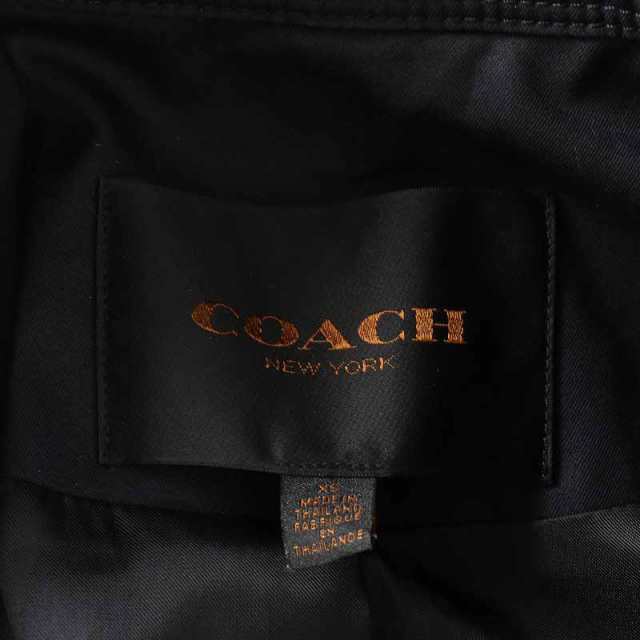 コーチ coach ウールコート wool coat XS 黒 革 レザー SM
