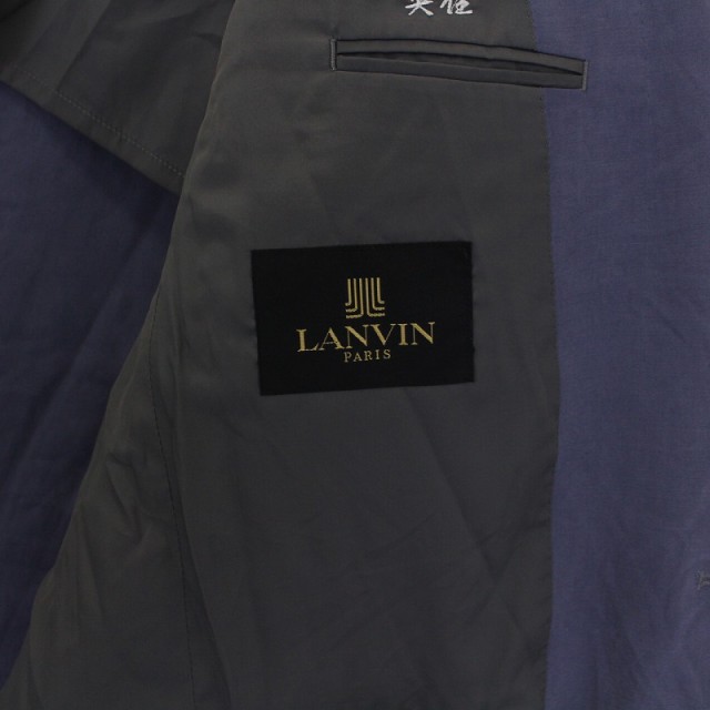 お買得 LANVIN ランバン テーラード シルクジャケット 黒×青 asakusa