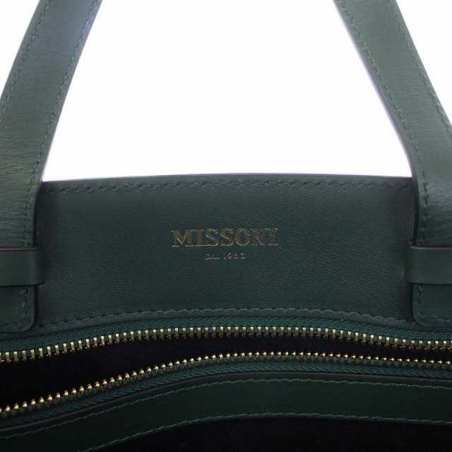 中古】未使用品 ミッソーニ MISSONI レザー 編み込み トートバッグ ...