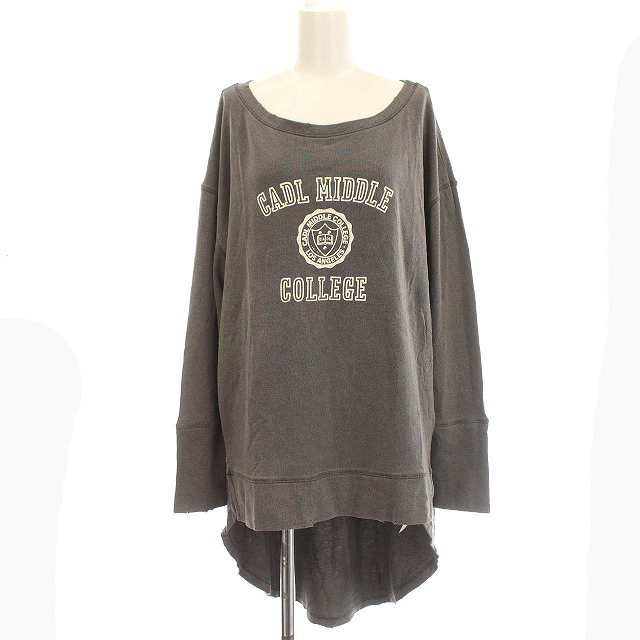 【中古】キャラクス CALUX 19AW ドゥーズィエムクラス CADL COLLEGE WIDE スウェット ダメージ加工 ロンT F グレー｜au  PAY マーケット