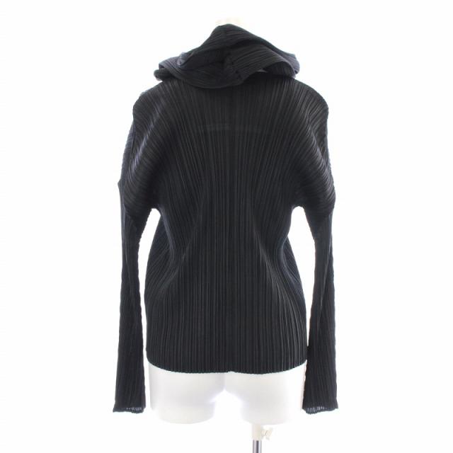 【中古】プリーツプリーズ PLEATS PLEASE イッセイミヤケ カーディガン ブラウス 長袖 プリーツ フリル 3 L 黒の通販は