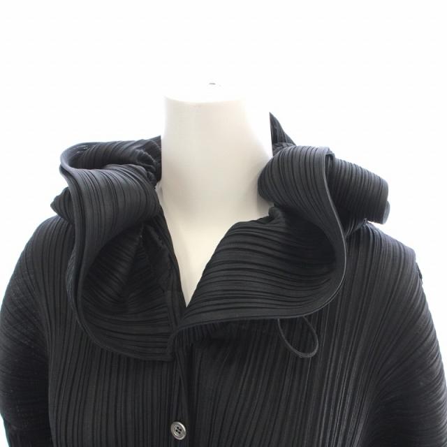 【中古】プリーツプリーズ PLEATS PLEASE イッセイミヤケ カーディガン ブラウス 長袖 プリーツ フリル 3 L 黒の通販は