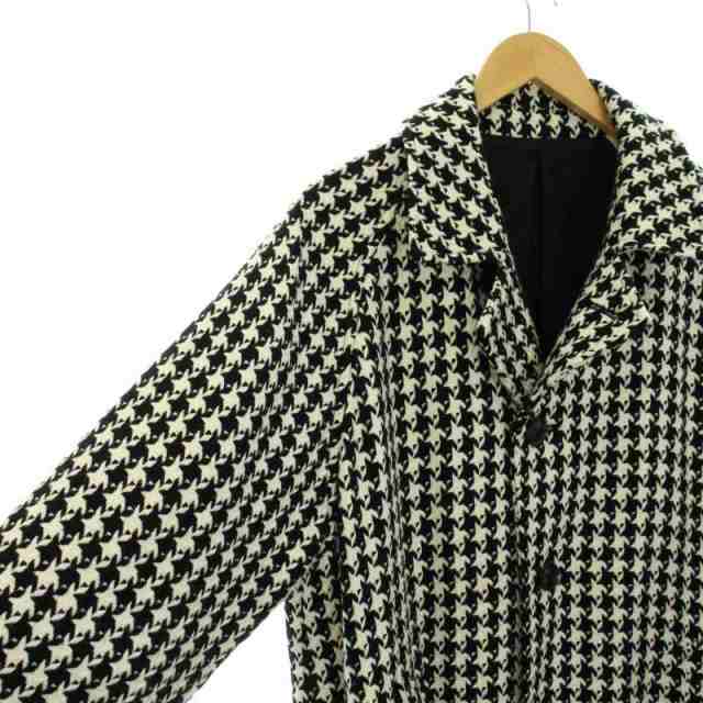 紺×赤 cantate Houndstooth Check Balmacaan Coat | www.mjds.edu.in