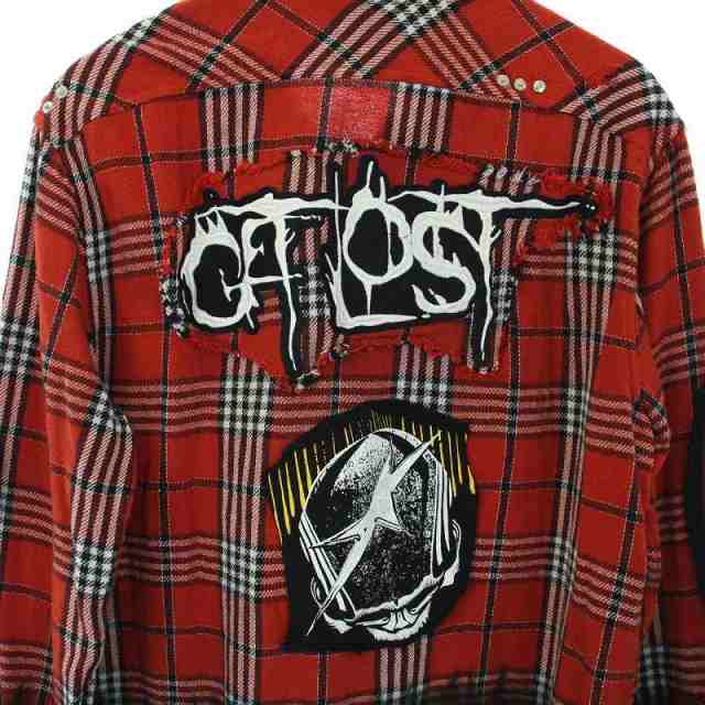 中古】ディーゼル DIESEL GET LOST シャツ 長袖 チェック S 赤 レッド