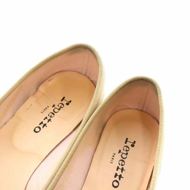 【中古】レペット Repetto バレエシューズ フラットシューズ ポインテッドトゥ リボン 38 24.0cm ベージュ|au PAY マーケット