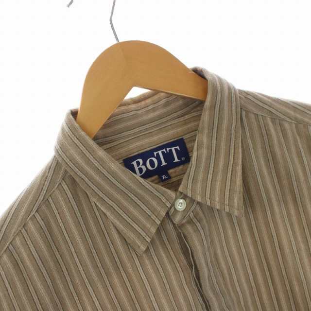 中古】BoTT 22AW Stripe Pullover Shirt 長袖 ハーフボタン XL