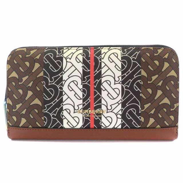 中古】バーバリー BURBERRY ELMORE TB MONOGRAM E-CANVAS WALLET 長