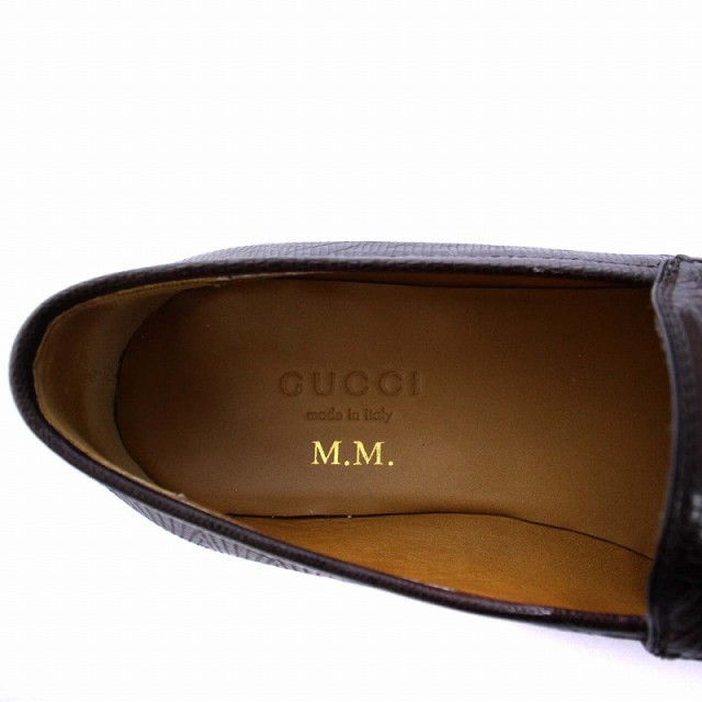 中古】グッチ GUCCI DIY ビットローファー ローヒール リザード型押し