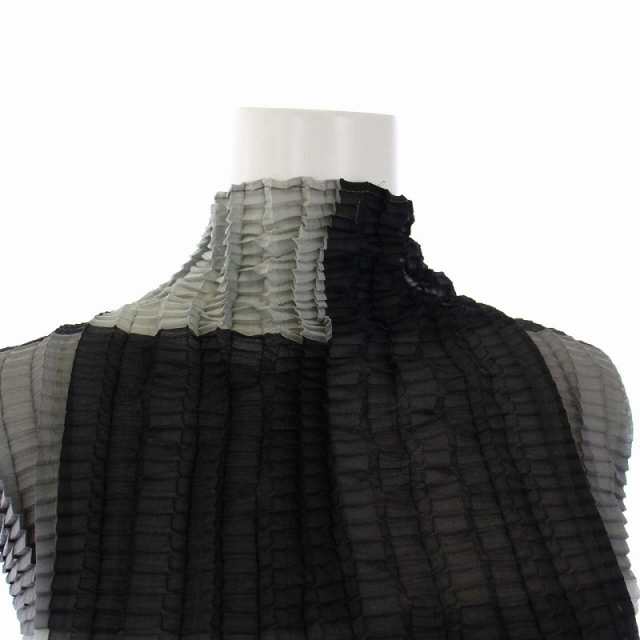 ISSEY MIYAKE ハイネック プリーツノースリーブカットソー-