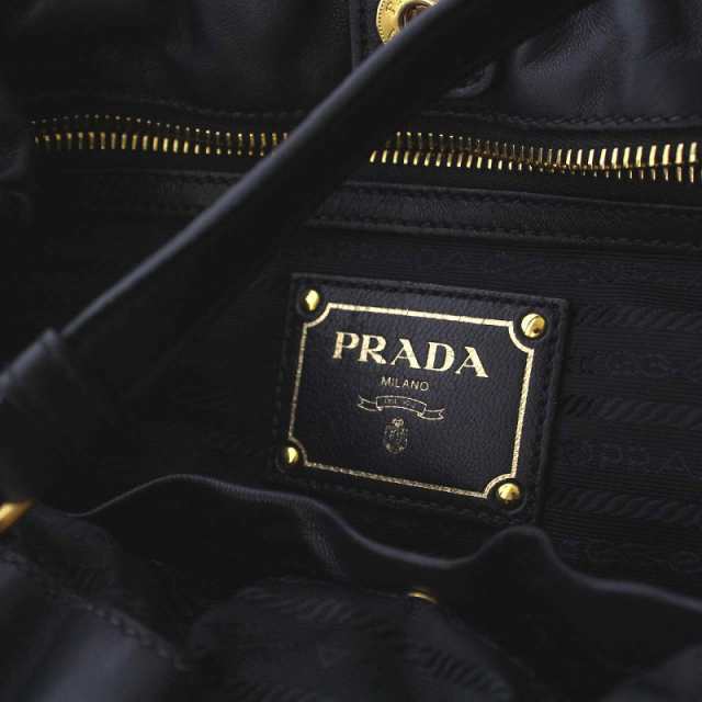 中古】プラダ PRADA ラムレザー トートバッグ ショルダーバッグ 2WAY