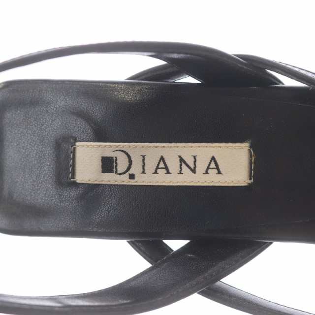 中古】ダイアナ DIANA ストラップサンダル スクエアトゥ ヒール カーフ