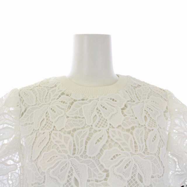 【中古】ボーダーズアットバルコニー LACE TOP レーストップ カットソー 半袖 プルオーバー 花柄 36 白 BD1811-3N-21｜au  PAY マーケット