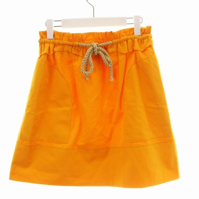 スカートドゥロワー　シルク100%  ロングフレア　ボリュームスカート　オレンジ　ラップ
