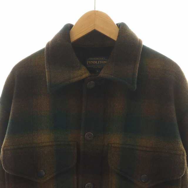 【中古】ペンドルトン PENDLETON CPOシャツジャケット チェック柄 ウール S 茶 ブラウン 緑 グリーン 9575-8012｜au PAY  マーケット