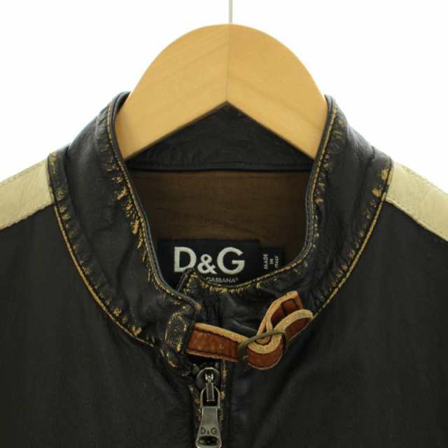 中古】D&G ライダースジャケット レザージャケット シングル カーフ