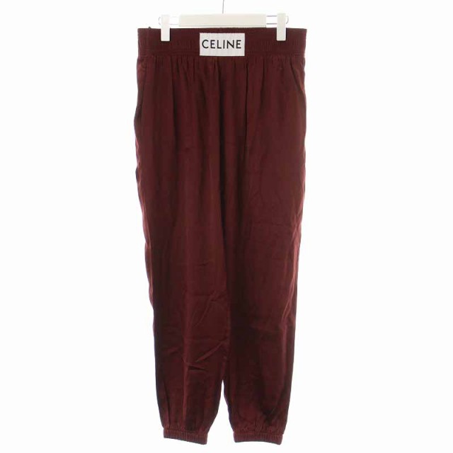 【中古】セリーヌ CELINE サテン ボクシングパンツ SATIN BOXING PANTS ジョガーパンツ ロング 38 11号 L ボルドー