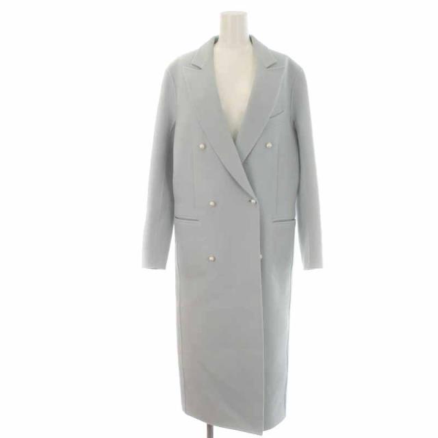 【中古】マディソンブルー MADISONBLUE PEARL CHESTER COAT チェスターコート ロング ウール パールボタン サックス