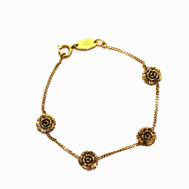 【中古】シャネル CHANEL ブレスレット ヴィンテージ カメリア チェーン イエローゴールド色 /YI2 ■OH レディースの通販は 23,310円
