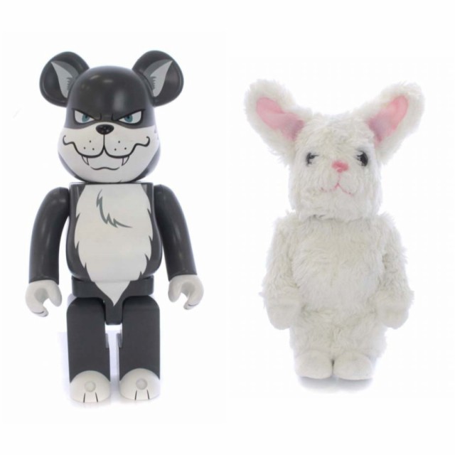 【中古】メディコムトイ MEDICOM TOY fragment design BE@RBRICK 400% WORLD WIDE TOUR 2 Wolf x Rabbit フィギュア