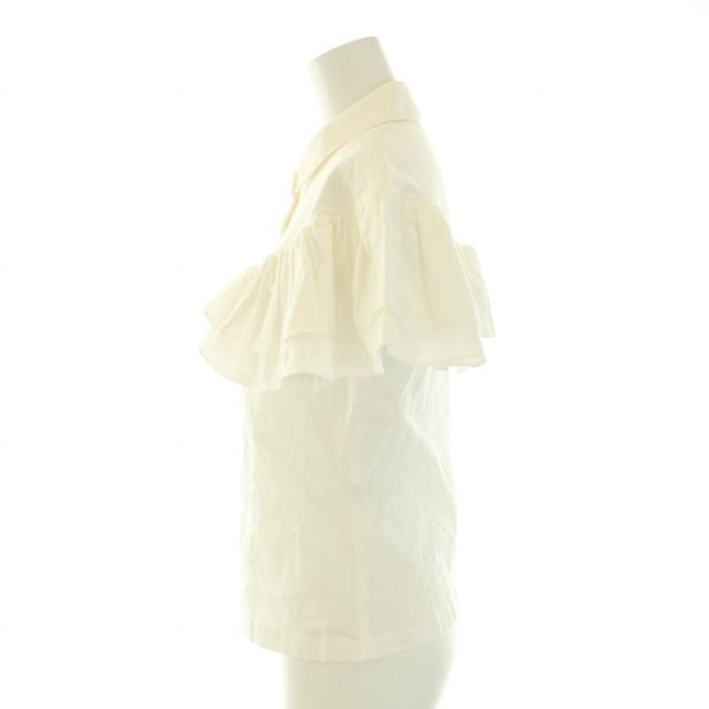 Cygne◆ダブルフリルブラウス/半袖ブラウス/0/コットン/ホワイト 中古】シーニュ cygne ダブルフリルブラウス シャツ 半袖