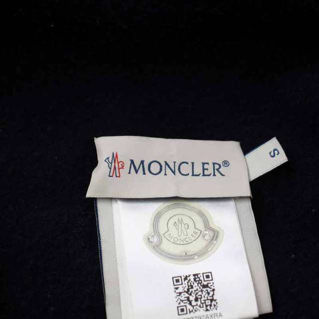 【中古】モンクレール MONCLER マンテラ ケープ MANTELLA CAPE ダウン切替 羽織 ウール フリンジ S 紺 ネイビー