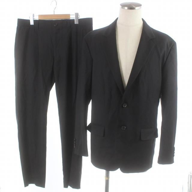 【中古】COLUMN PERMANENT スーツ セットアップ 上下 テーラードジャケット シングル 2B パンツ ウール L 黒 /SI2の通販は 8,500円