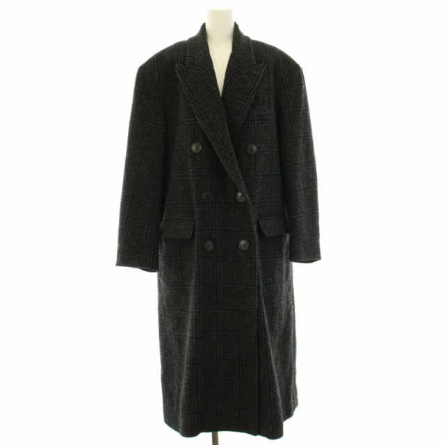 【中古】イザベル マラン エトワール LOJIMA COAT チェスターコート ダブル ロング丈 ウール チェック柄 36 S 黒