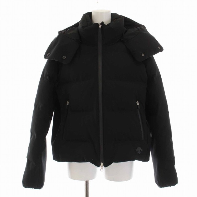 【中古】デサント DESCENTE ALLTERAIN 水沢ダウン ダウンジャケット フード付き ジップアップ アウター M 黒 ブラック