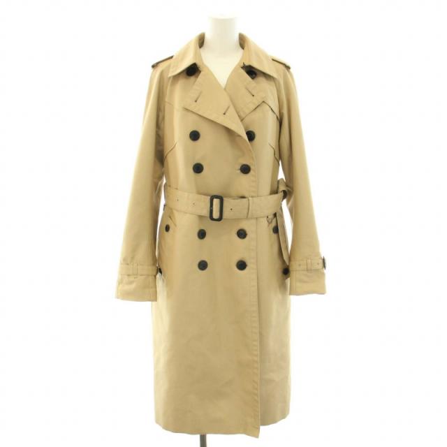 【中古】アクアスキュータム トレンチコート ライナー付き 裏地ギンガムチェック柄 ベルト 8 M ベージュ レディースの通販は