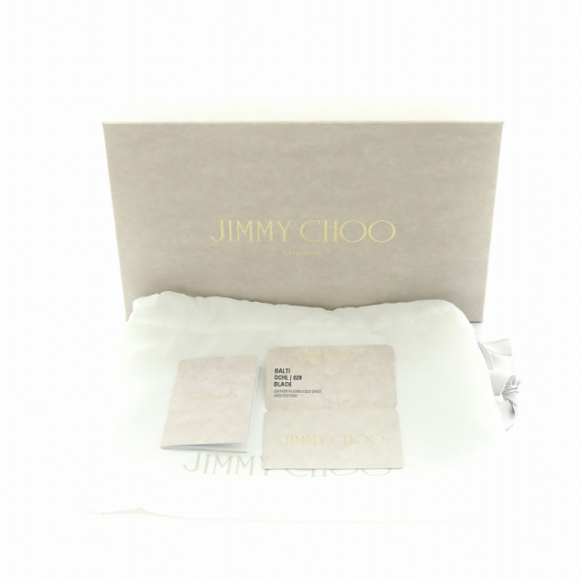 【中古】未使用品 ジミーチュウ JIMMY CHOO バルティ BALTI ショルダーバッグ エンボスロゴ シルバー金具 レザー 黒