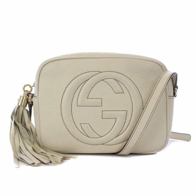 【中古】グッチ GUCCI ソーホー スモール ディスコ ショルダーバッグ クロスボディバッグ フリンジ レザー 白 308364