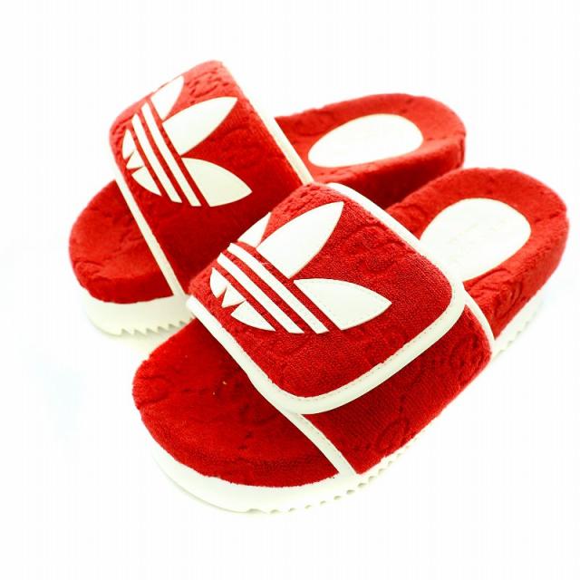 【中古】未使用品 GUCCI adidas 22SS GGスプリーム レザー ファブリック サンダル GG柄 トレフォイルロゴ パイル 34 の通販は